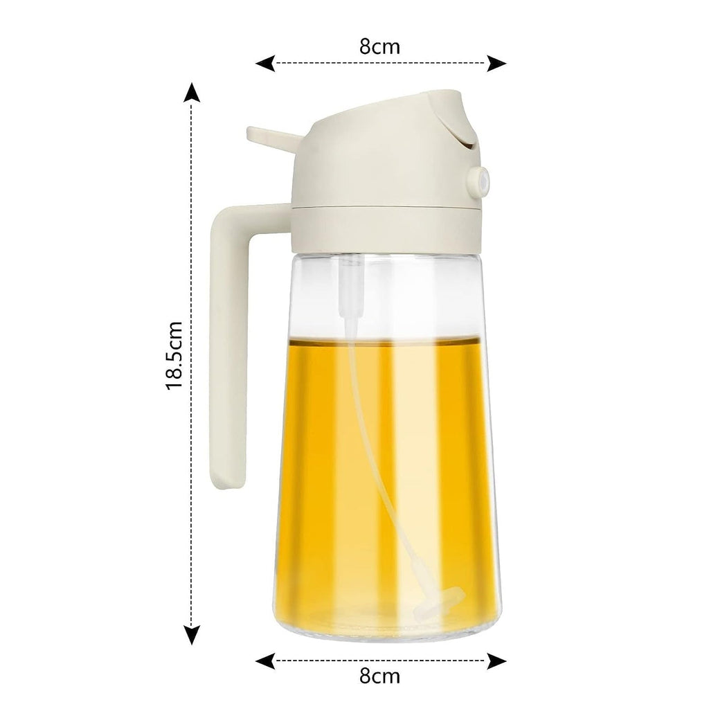 Leak-proof glass oil spray and pour dispenser
