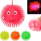 Close-up of LED light-up spiky toy ball showing texture