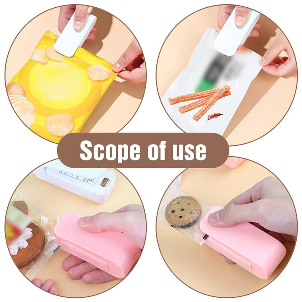 Compact battery operated mini heat sealer for plastic bags