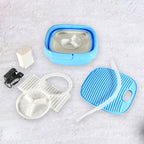 Portable washing machine shown folded for easy storage and space-saving.