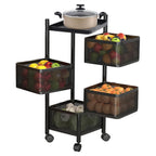Compact kitchen trolley with ventilated mesh baskets for fresh storage