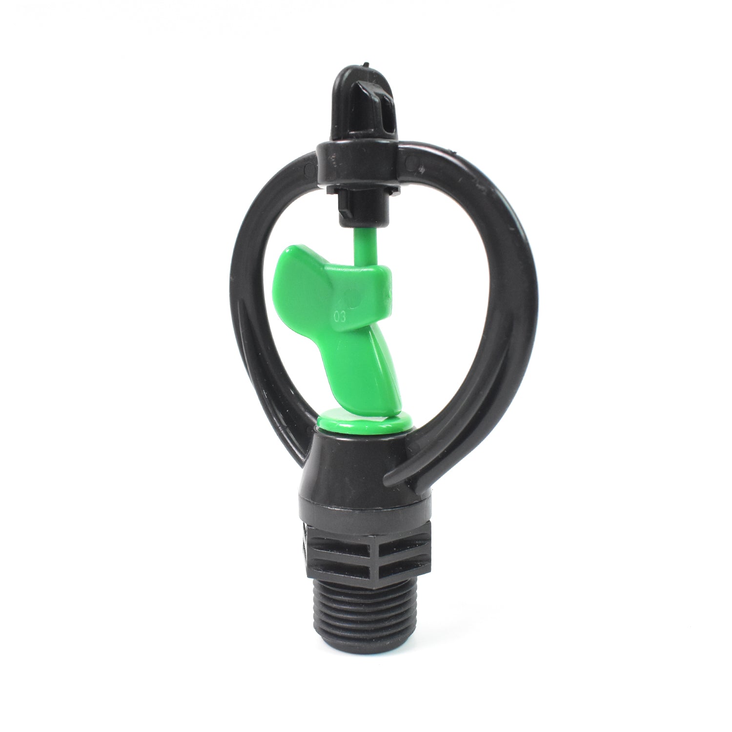 View of the water-saving butterfly sprinkler design, ideal for various garden applications.