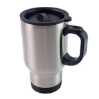 Close-up of the leak-proof lid on the insulated coffee mug, showing easy-open feature.