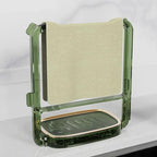 Stylish green and gold self-adhesive soap holder and towel rack