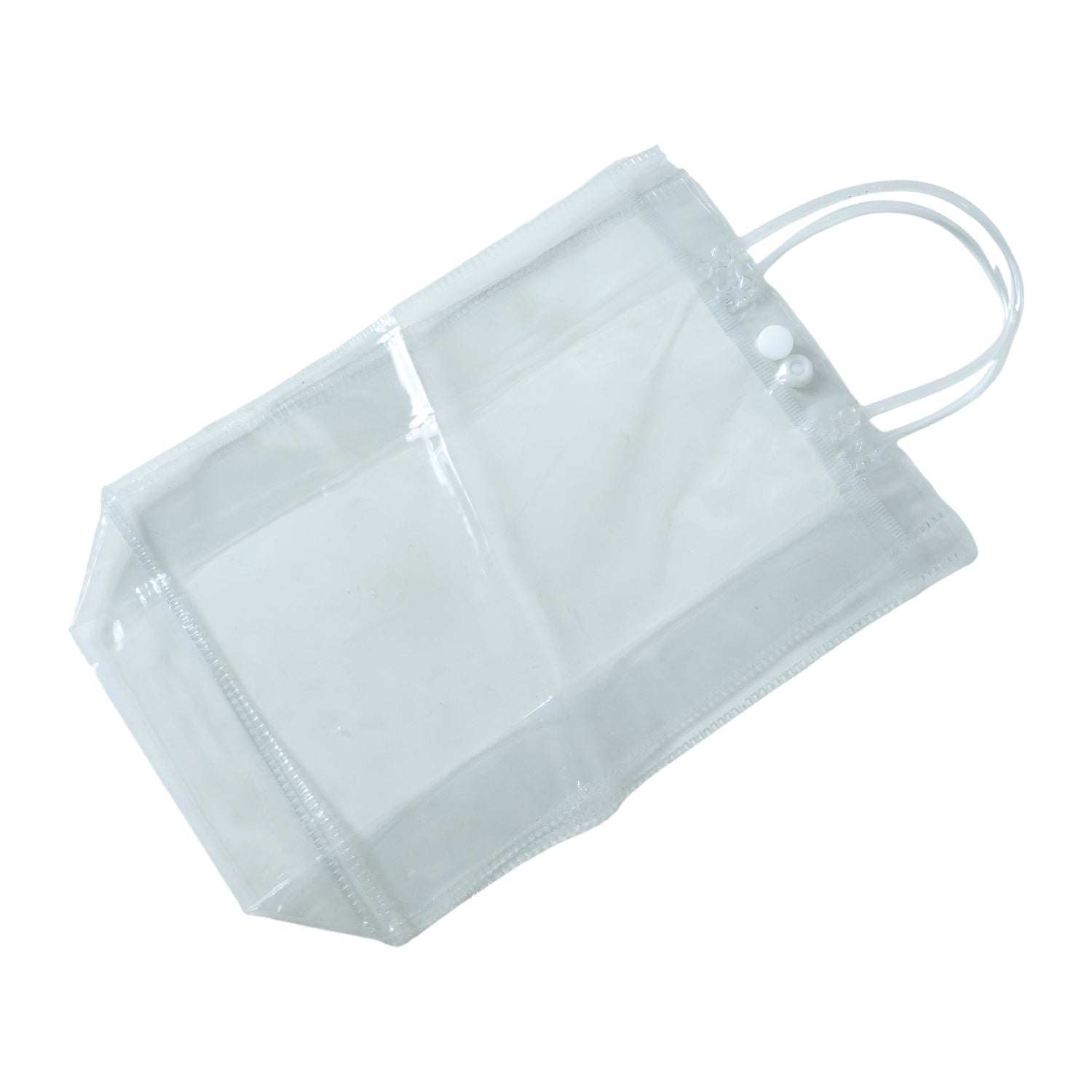 Travel cosmetic clear pouch featured within transparent PVC carry bag