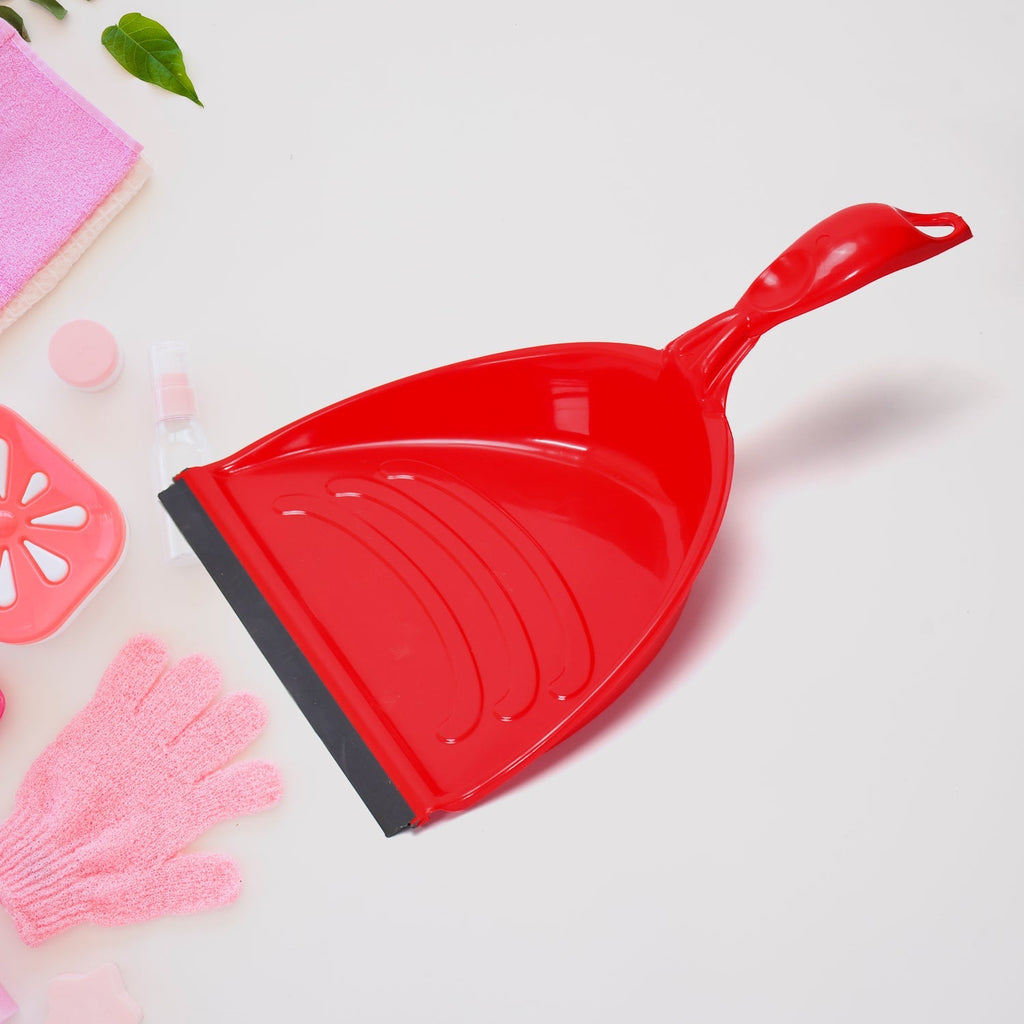 Ergonomic dustpan set with a long handle for comfortable and easy sweeping.