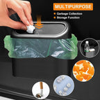 Practical plastic mini car trash can with lid for vehicle use