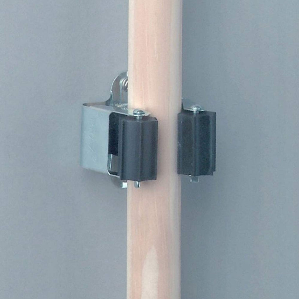 Infographic highlighting the waterproof and durable metal + resin material of the wall mount holder.