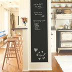 Hand writing with chalk on the erasable blackboard wall sticker.