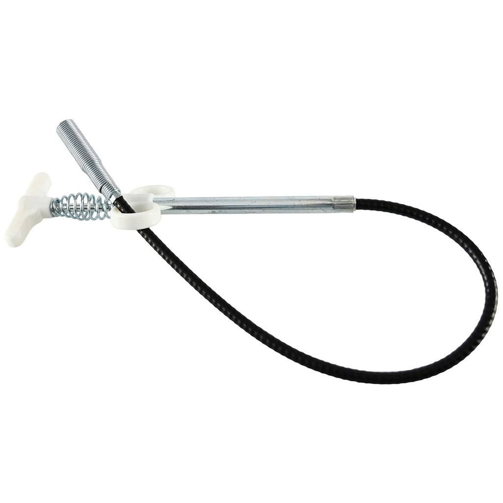 The flexible shaft of the Drain Cleaner Tool being inserted into a clogged drainage pipe.