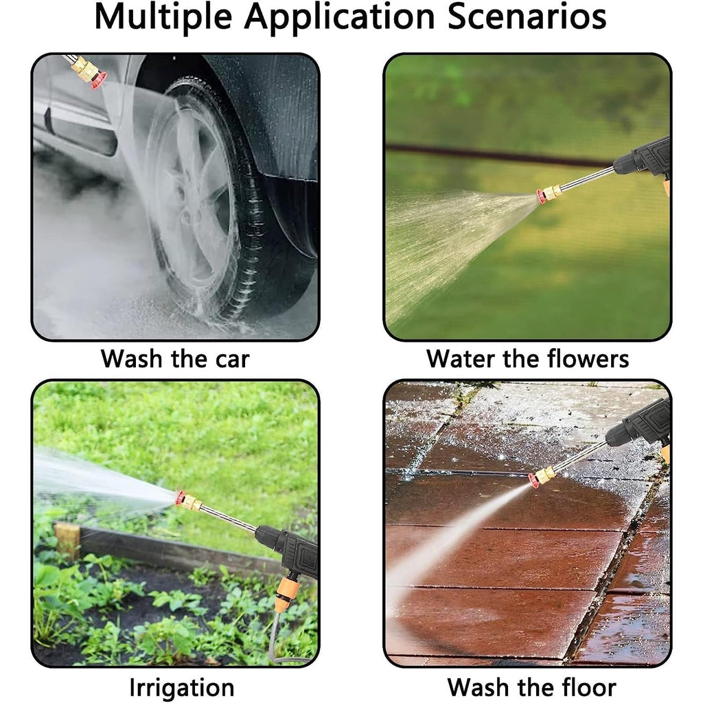 Powerful water spray from the Carivox rechargeable car cleaner.