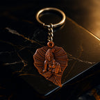 Front view of antique bronze Bal Krishna metal keychain