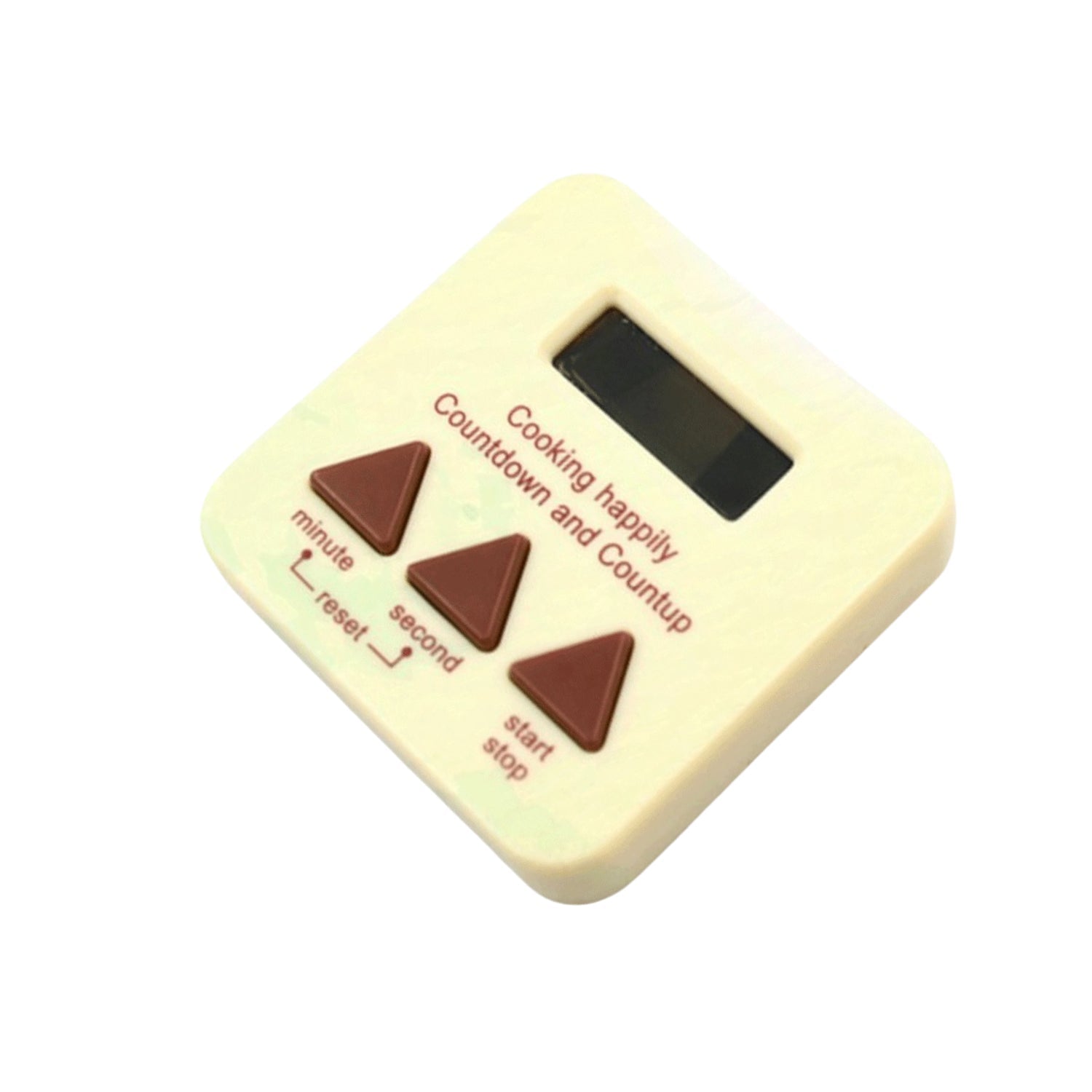 Rear view of the digital timer showcasing its retractable stand for versatile placement.