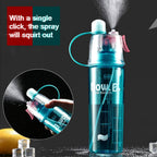 Ergonomic design of mist spray water bottle for easy grip during workouts