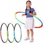 The complete interlocking hula hoop assembled, ready for fitness.