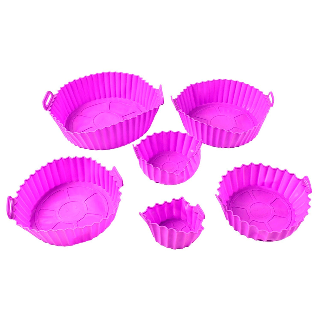 Air fryer silicone pot set showing 360 degree air circulation design