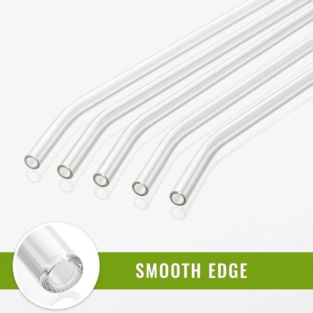 Transparent reusable glass straws making an eco-friendly alternative