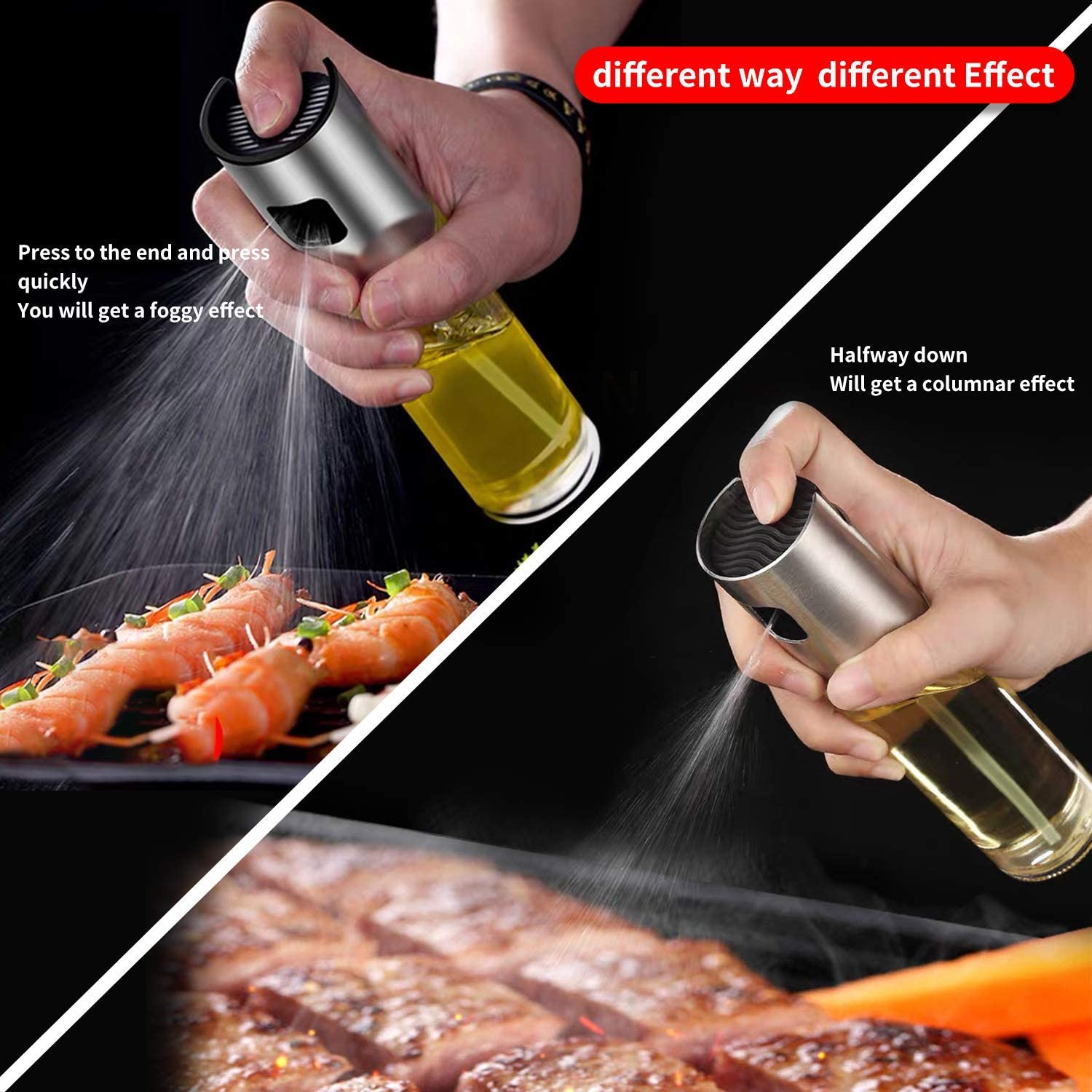 Ergonomic design of the oil sprayer dispenser.