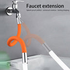 Flexible water tap extender shown with its packaging and universal connector.