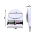 White digital kitchen scale displaying a weight of 0 grams, ready for use.