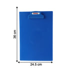 Durable plastic writing board with metal clip for secure document holding