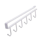 Metal under-shelf rack used in closet for hanging belts and ties