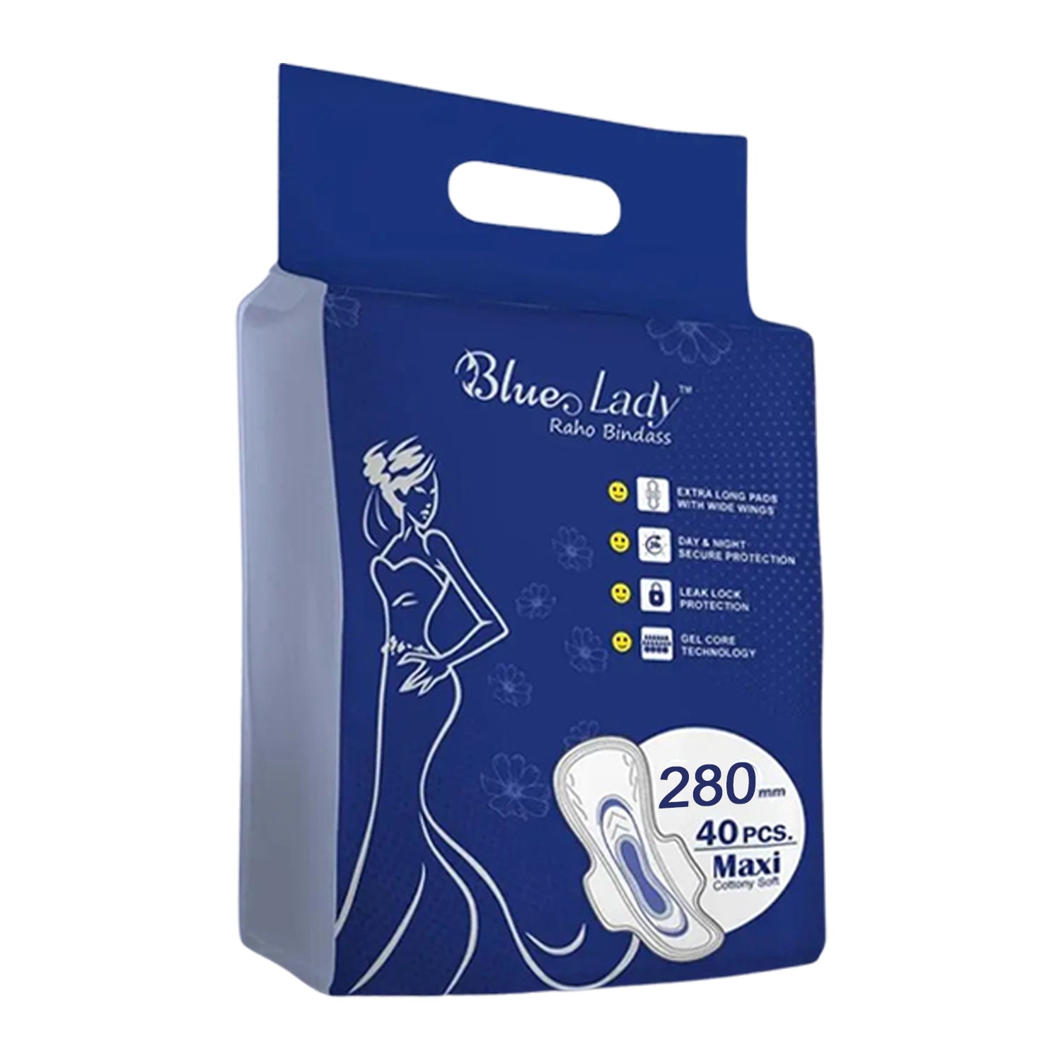 Image showing the length and coverage of the 280mm sanitary pad for optimal protection.