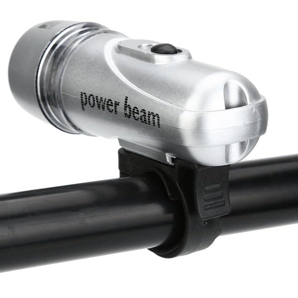Side profile of the compact LED bicycle headlight with adjustable mount.
