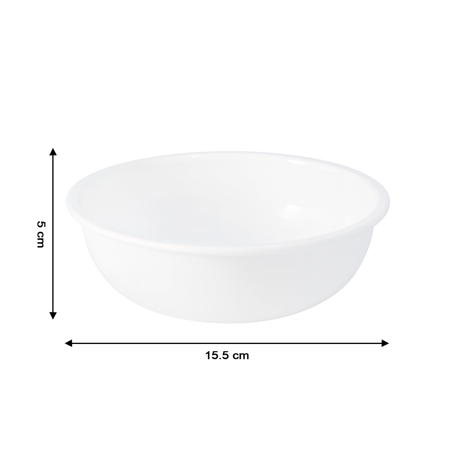 Deep round white plastic bowl ideal for serving and mixing