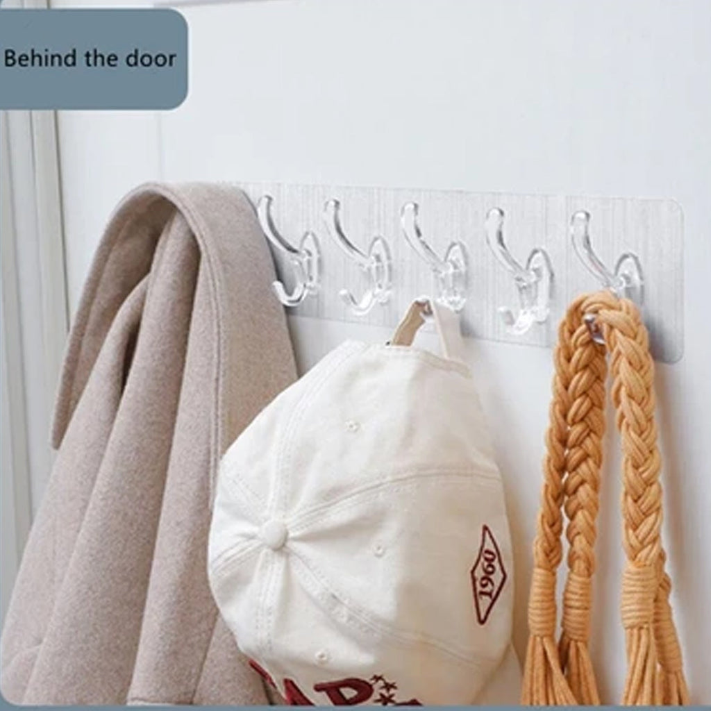 Side view of the sturdy 6-hook rail showcasing its smooth, protective hook caps.