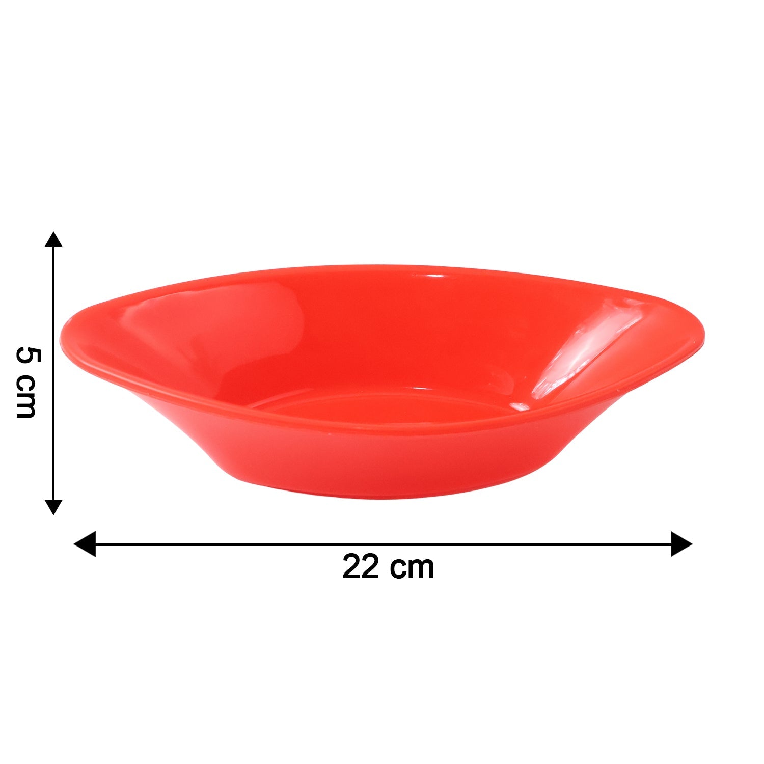 Side profile of glossy red plastic Marin serving bowl