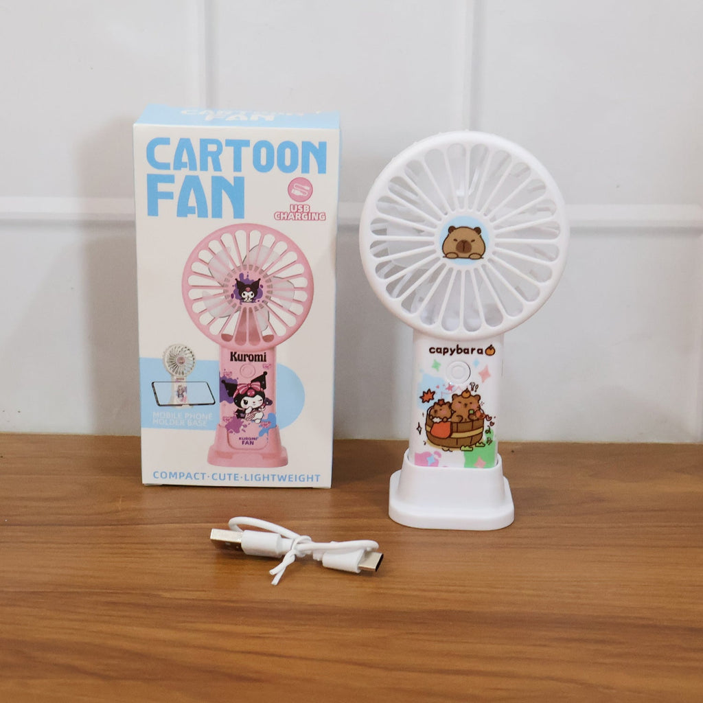 USB powered rechargeable fan in cartoon capybara design suitable for children