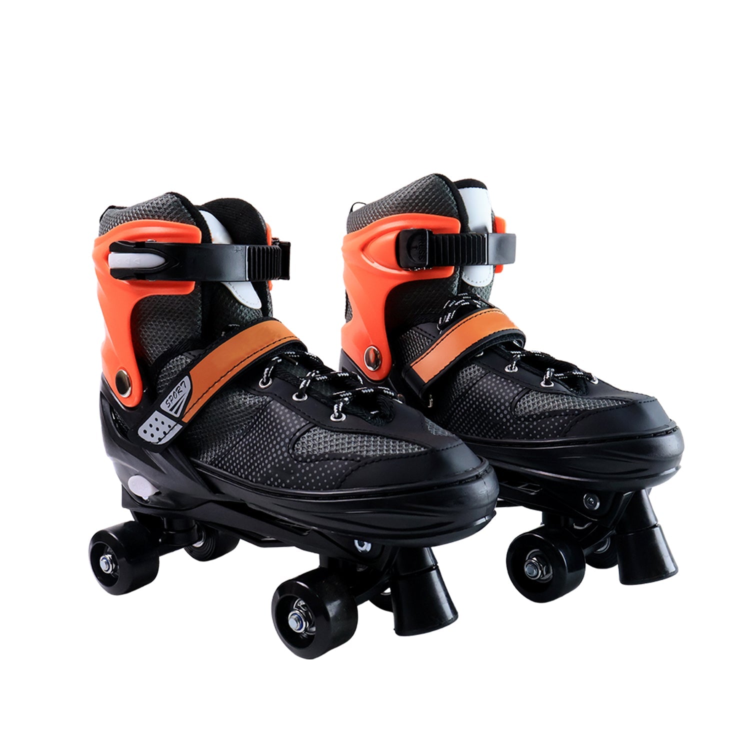 Adjustable quad roller skates suitable for both boys and girls with secure fastenings