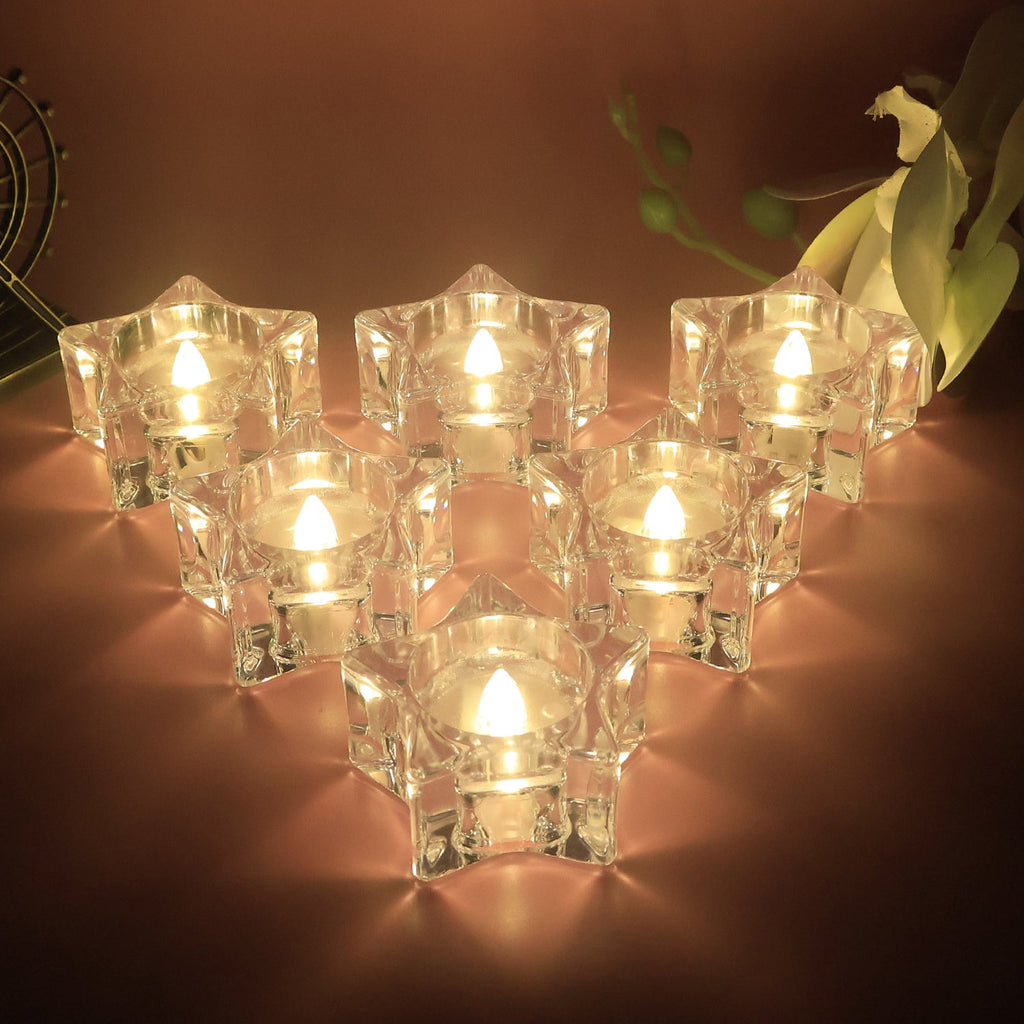 Elegant LED flameless candles in ribbed crystal design set of 12