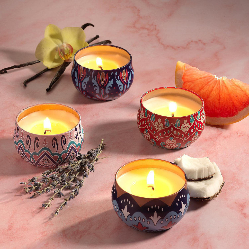 Mandala design metal candle container suitable for DIY candle making