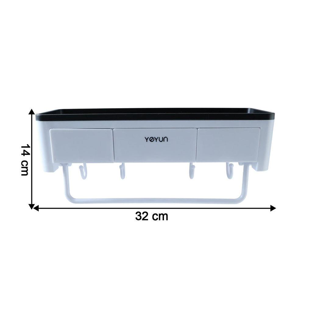 Neutral image of bathroom storage rack
