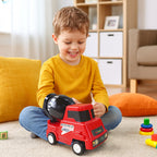 Plastic cement mixer toy truck designed for rough play
