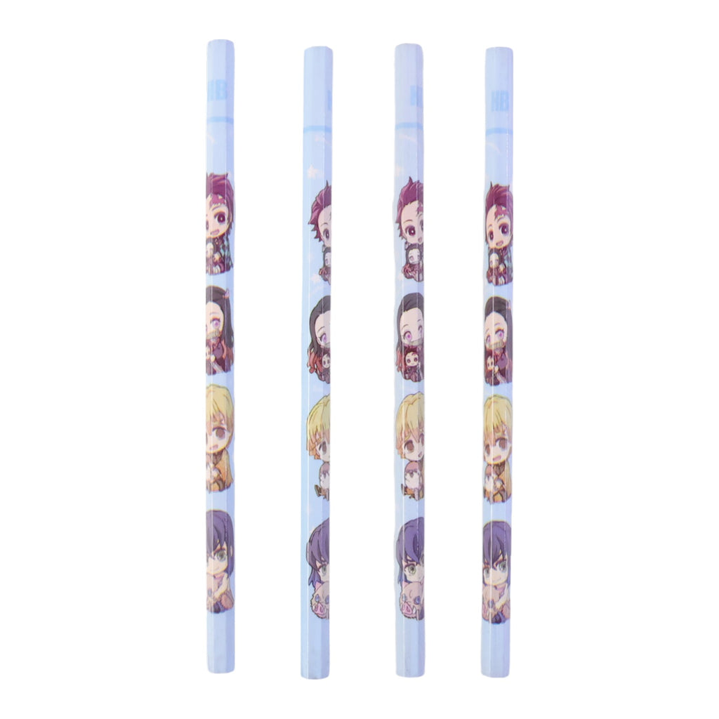 Side view of wooden pencil featuring colorful cartoon print design