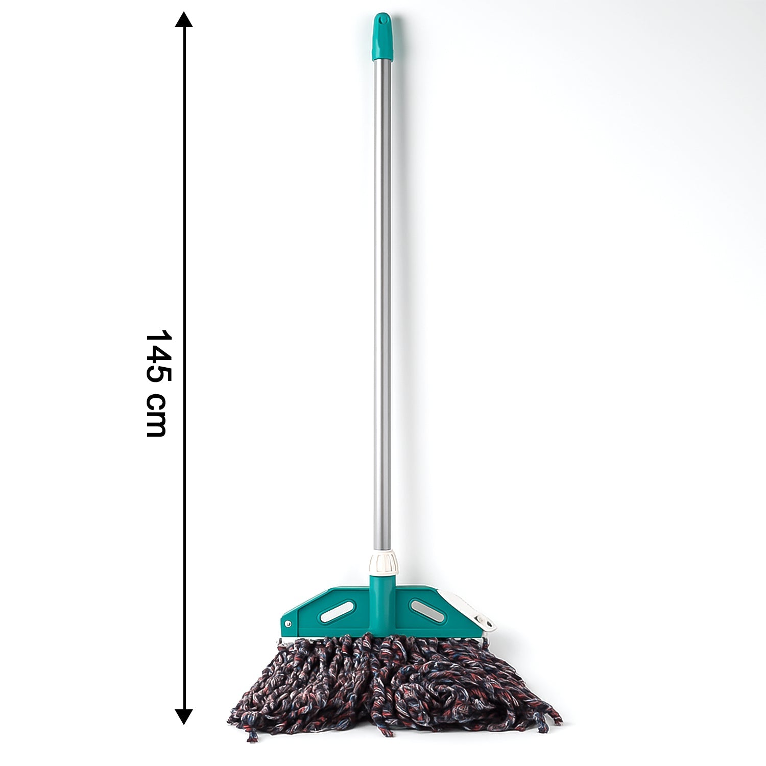 Floor cleaning mop with long ergonomic handle and cotton yarn head