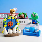 Close-up of colorful antibacterial soft clay pieces for kids
