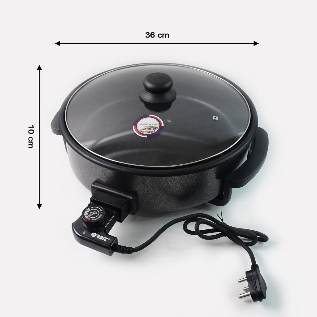 Side view of electric multi-purpose cooker with heat-resistant handles