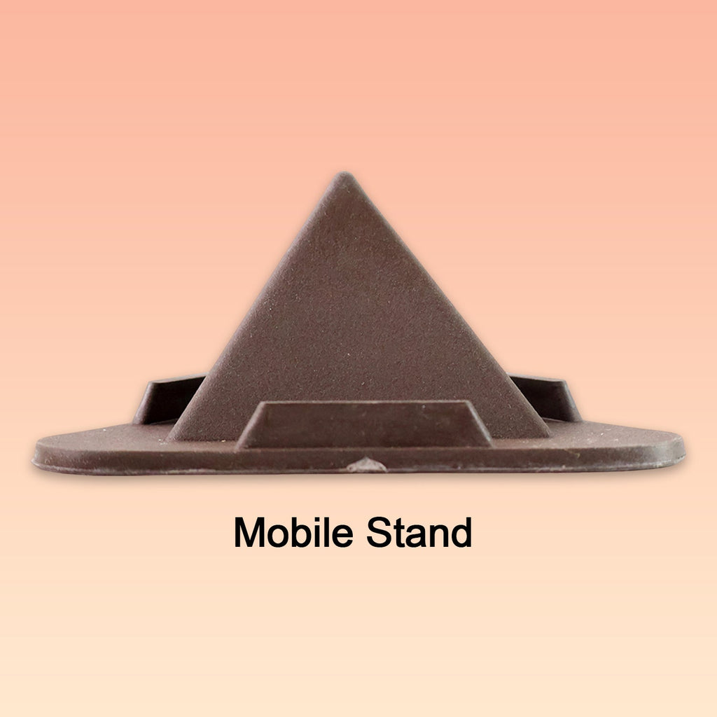 Non-slip rubber feet on Brown Pyramid Mobile Stand for stability