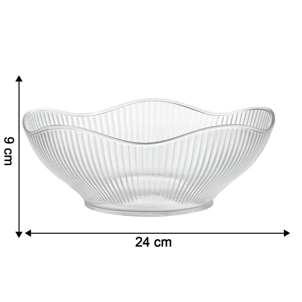 Empty plastic fruit storage basket with ripple design