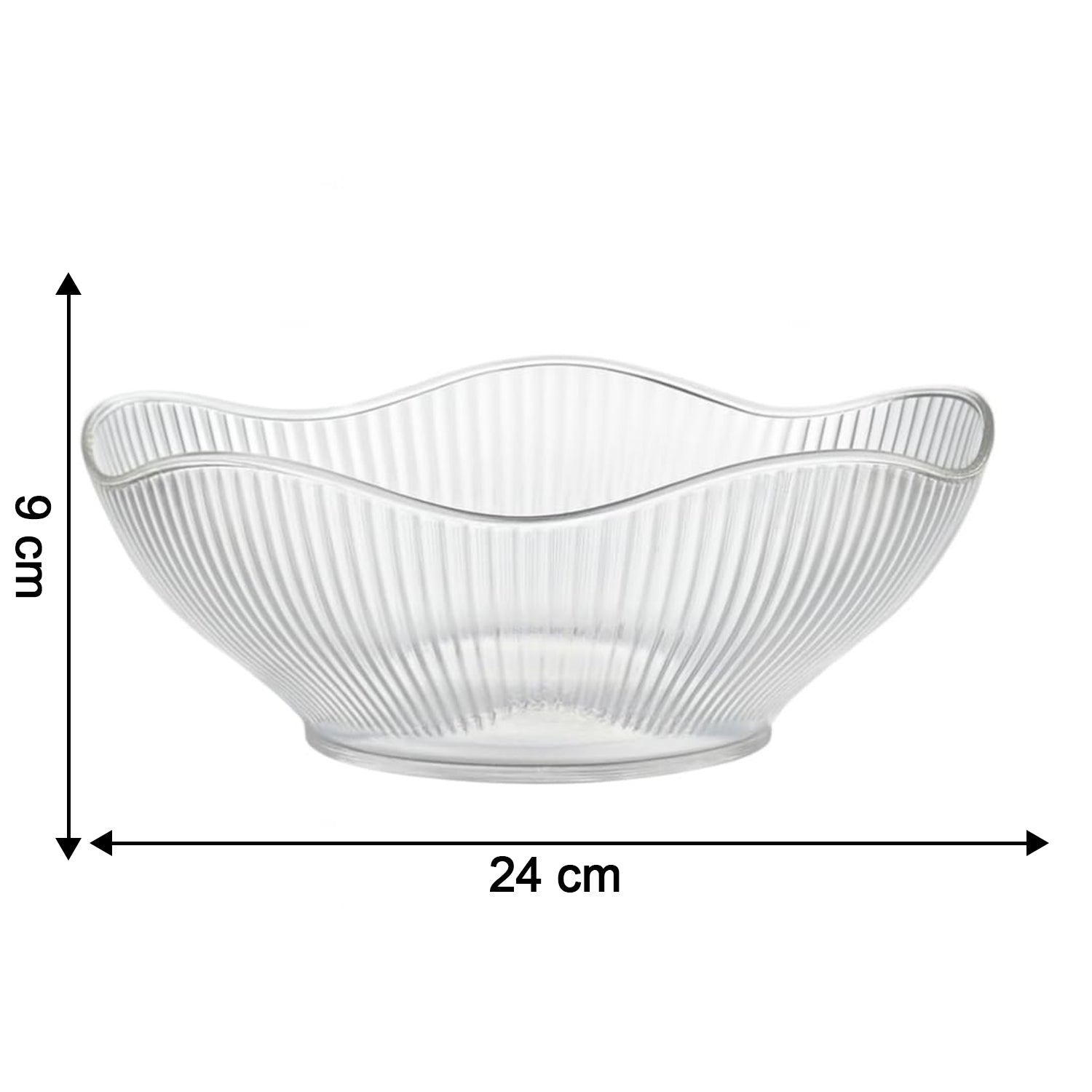 Empty plastic fruit storage basket with ripple design