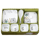 Jiaqi plastic dinner set arranged elegantly on a table, showcasing its design.