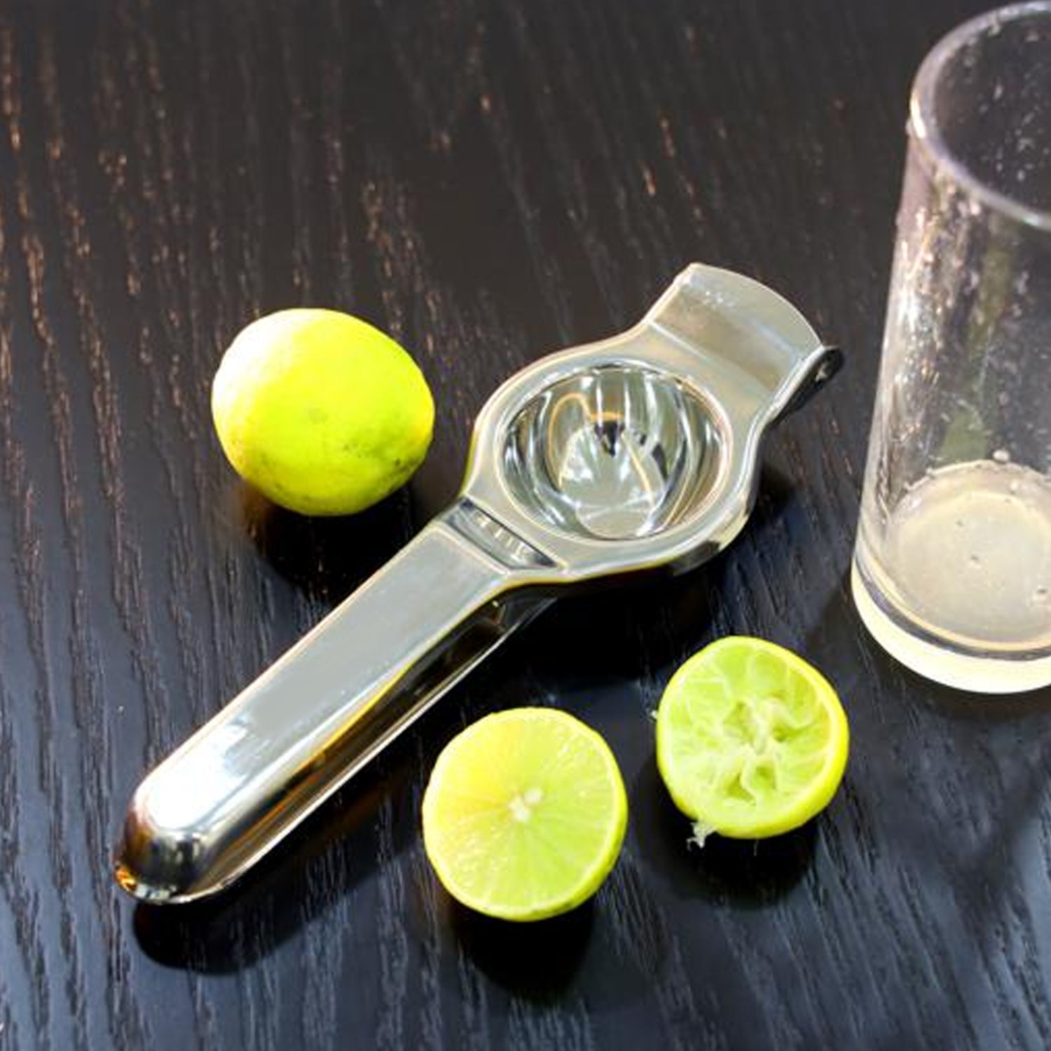 Stainless Steel Lemon Squeezer with an ergonomic handle, perfect for efficient juice extraction.