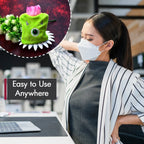 Person holding the small monster hot water bag, highlighting its portability.