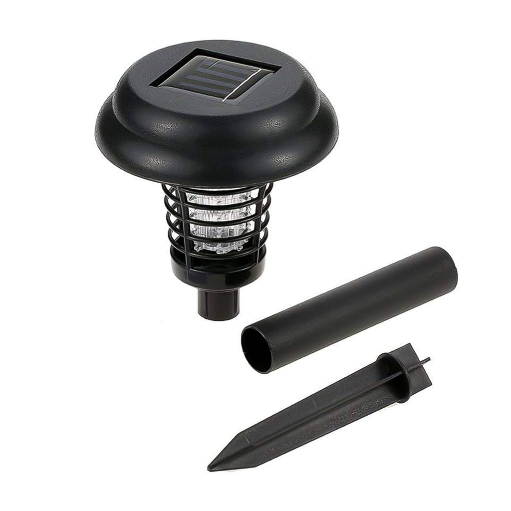 SolarBite UV LED mosquito catcher positioned outdoors near a patio.