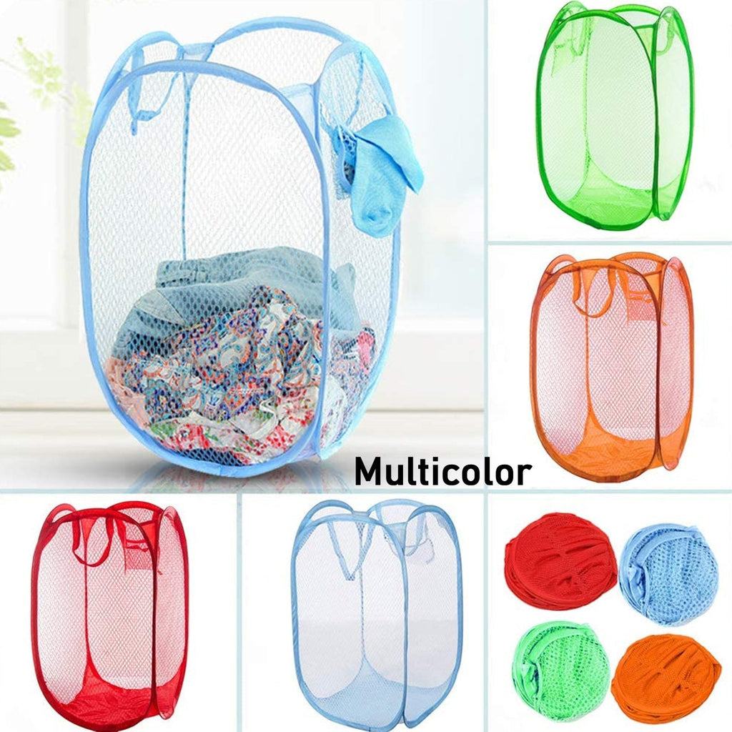 Compact foldable multipurpose storage basket, ideal for travel.