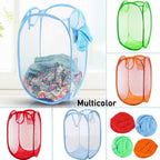 Compact foldable multipurpose storage basket, ideal for travel.